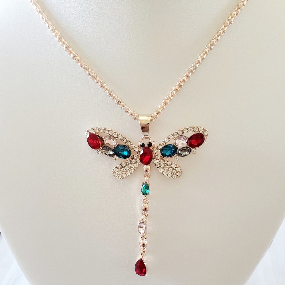 Austrian Crystal Dragonfly Necklace NWT